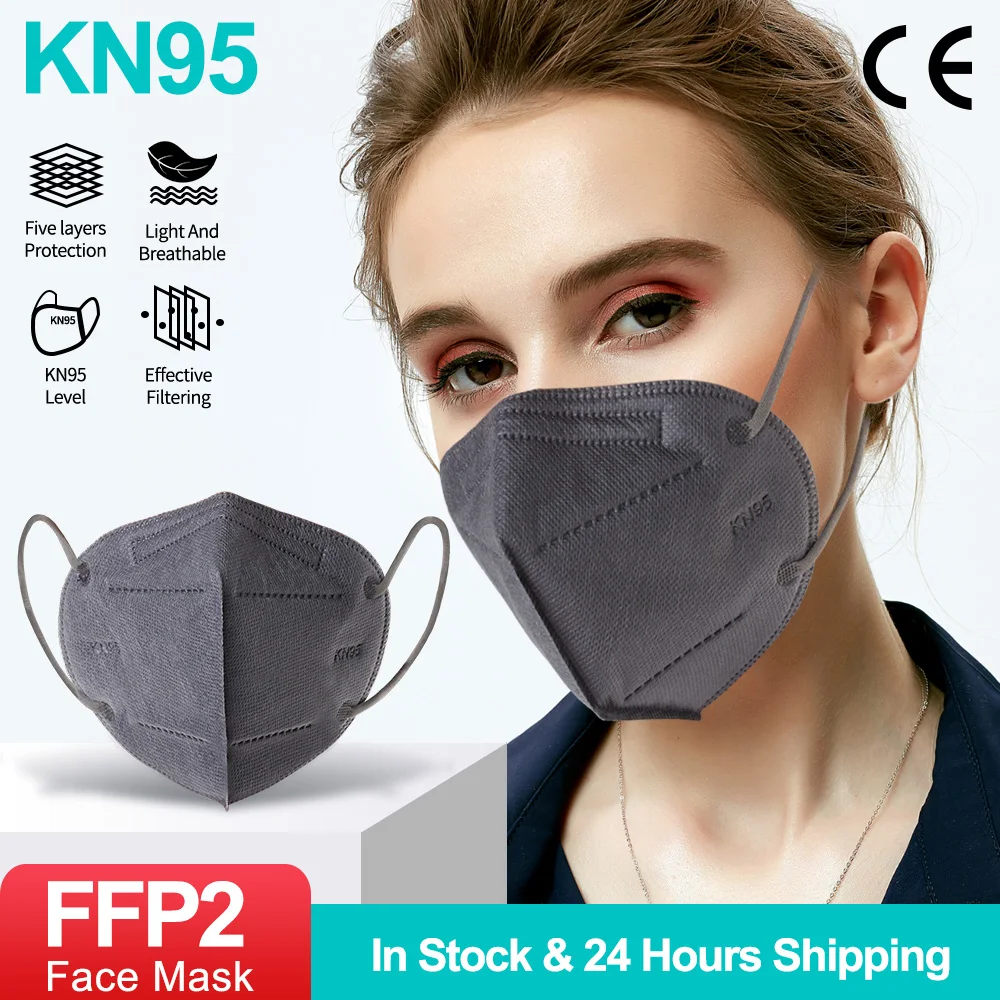5-100 kozarcev FFP2 KN95 Obraz Obrazno Masko Dustproof Zaščitna Usta Masko Respirator 5 Slojni Filter za Dihanje Varnost Maske Mondkapje