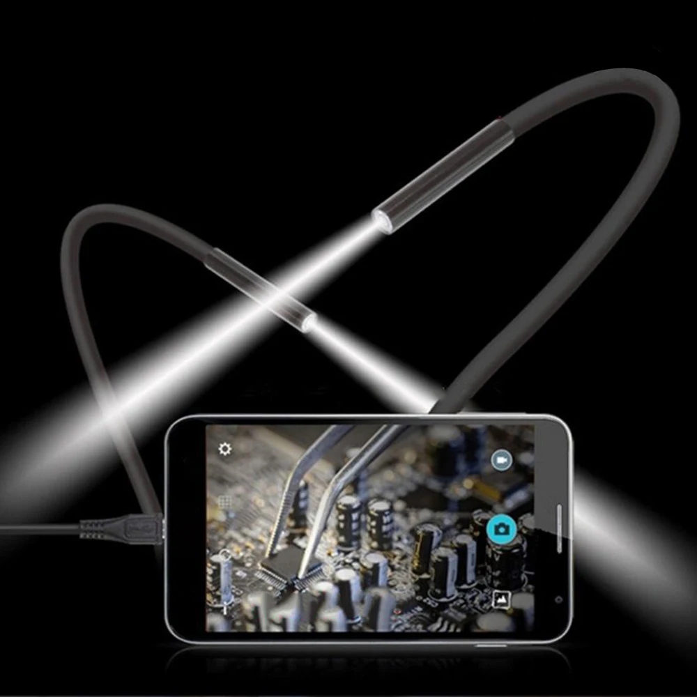 5.5 mm Endoskop Fotoaparat Borescope 1M 10M Trde Žice, Prilagodljiv IP67 Nepremočljiva USB Mikro-Pregledovalna Kamera s 6LEDs za Android PC