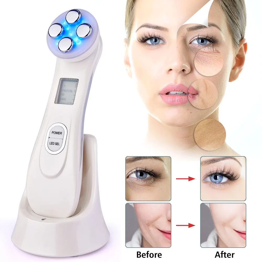 5 Barv za Nego Kože, Zdravljenje Svetlobe Orodje RF EMS Gubam Lepoto Naprave Anti Aging Lifting Obraza Zaostrovanje Oči, Obraza