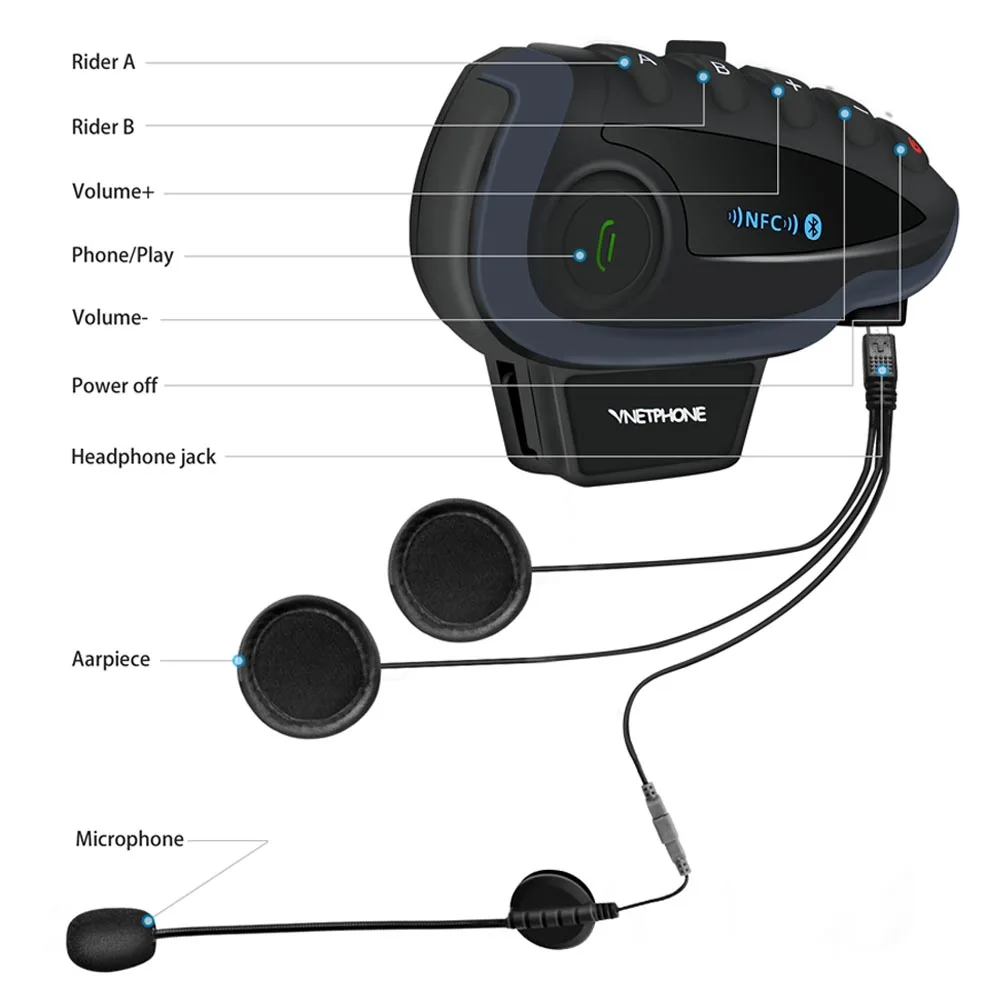 5 Kolesarji V8 Bluetooth Interkom Čelada NFC motorno kolo Krmilo Daljinski upravljalnik Communicator Čelada Slušalke z FM radio