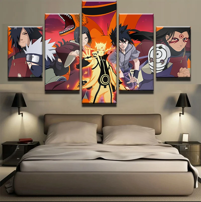 5 Kos Modularni Sliko Naruto Animirani Liki, Plakati, Tisk Stenskih Slikah, Za Dnevno Sobo Risanka Slikarstvo Doma Dekoracijo