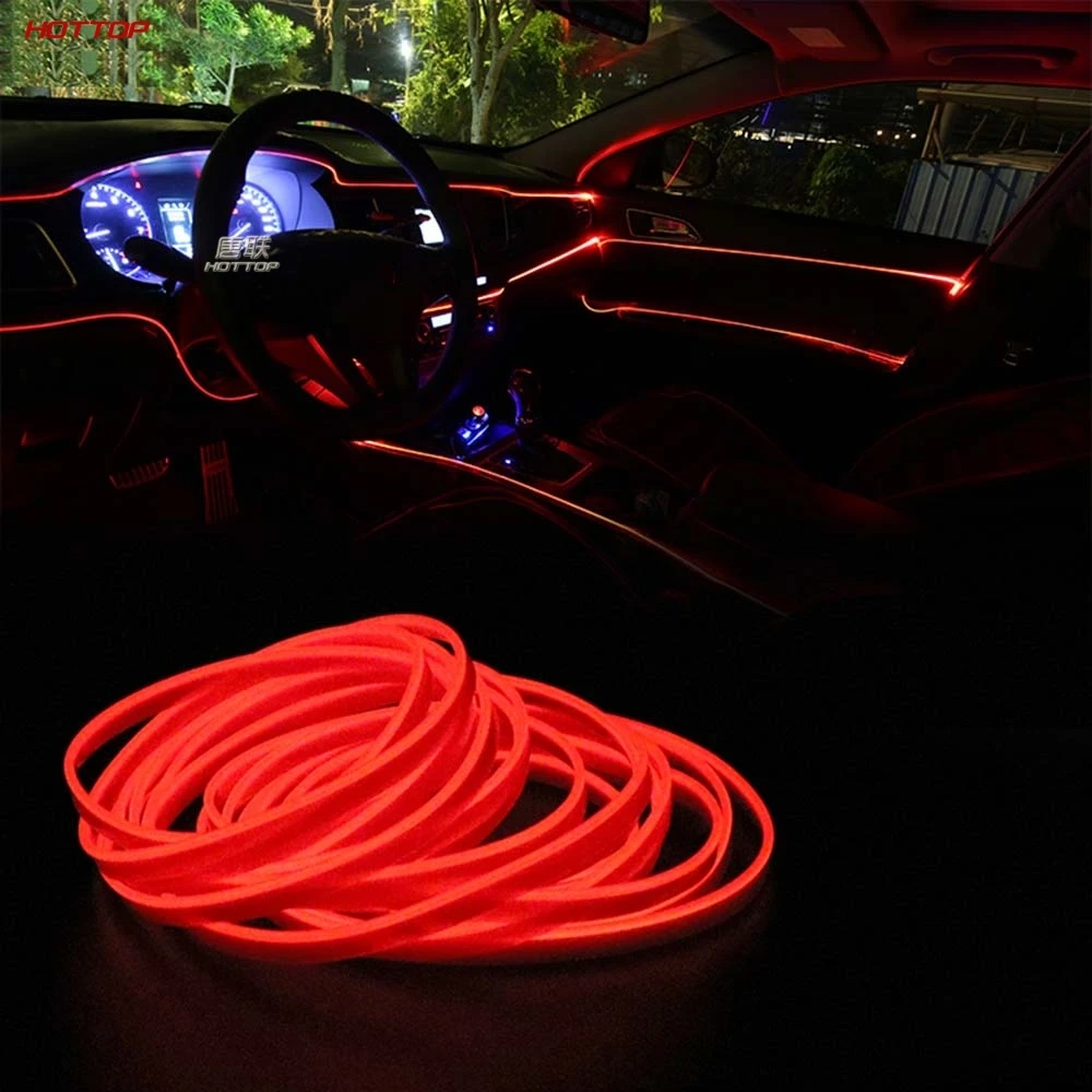 5 Metrov Avto Notranje luči Auto LED Trak EL Žičnih Vrvi Auto Vzdušje Dekorativne Svetilke Prilagodljiv Neon Luči