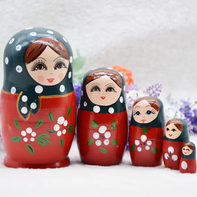 5 Plast ruske Lutke Rdeče Dekleta Slog Matryoshka Lutka Ustvarjalno Dekoracijo Doma Lutke Lesene Lutke za Otroke, Izobraževanje Igrače