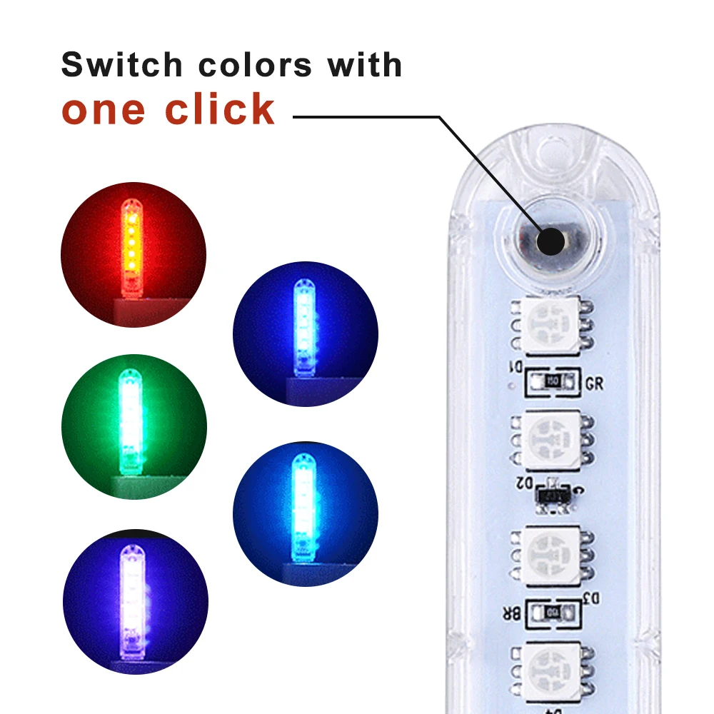 5 RGB, USB Mini LED Noč lahki Prenosni 7 Barv Vzdušje Svetilke USB Pisane Luči Z Gumbom za Vklop Luči Nadzor Barve