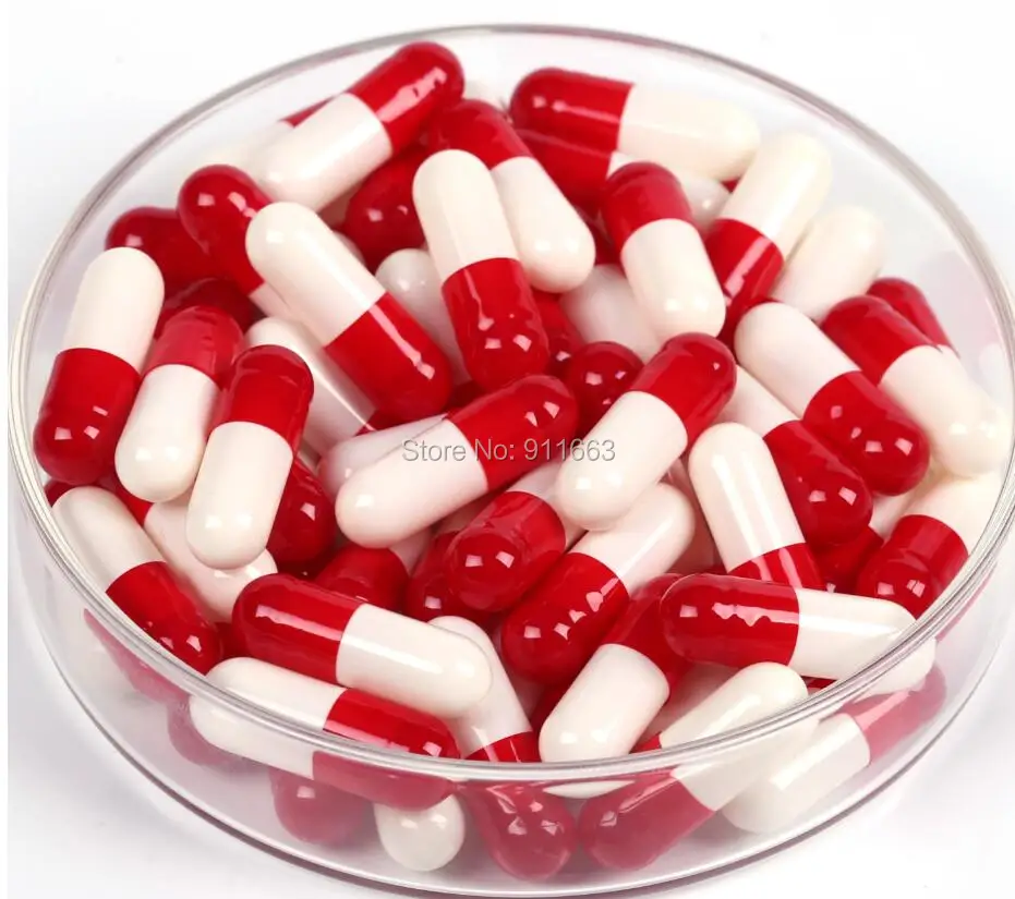 500pcs 0# rdeče-beli barvi kapsula,prazne želatinastih kapsul velikosti (združeni ali seperated kapsule na voljo! )