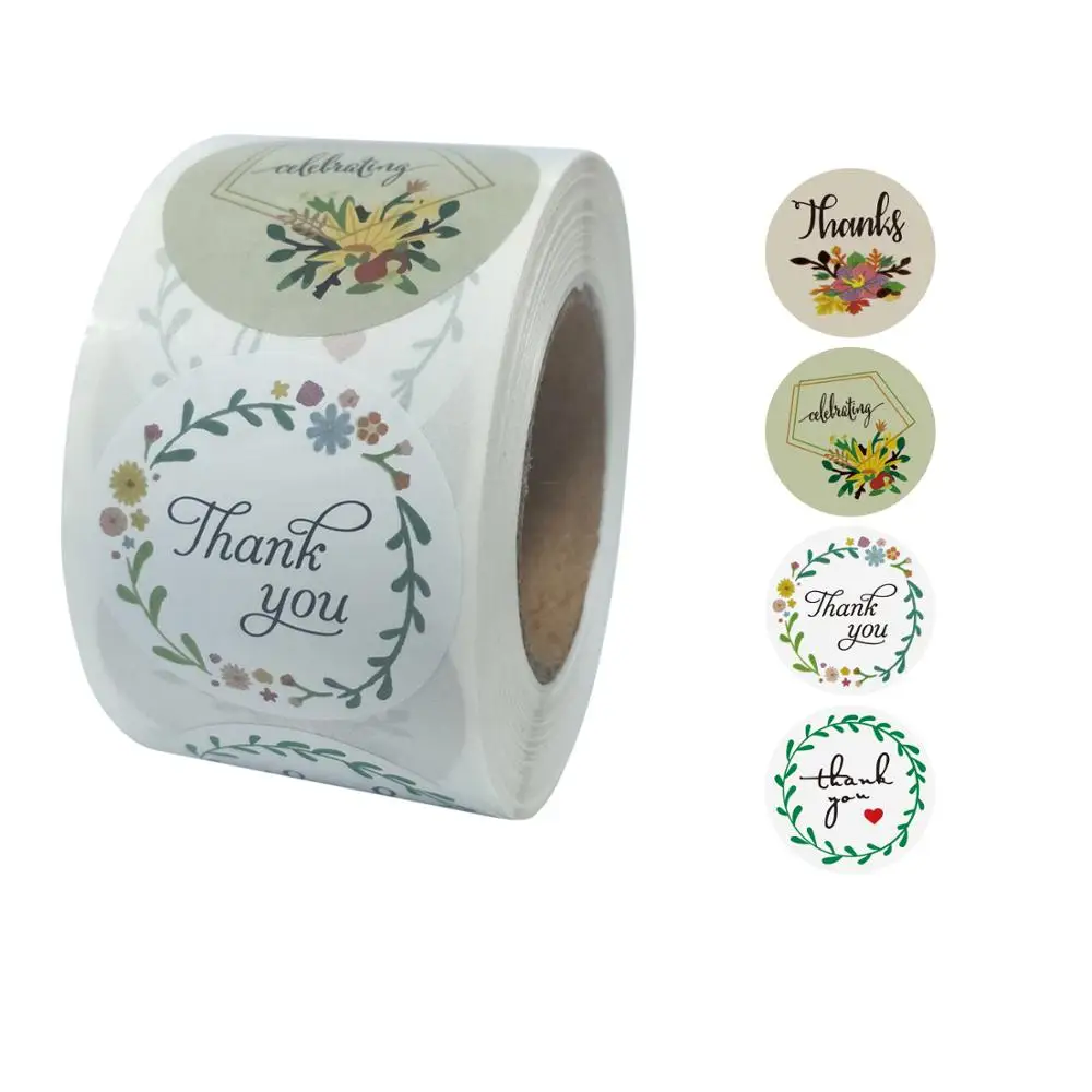 500Pcs/Roll Cvetlični Hvala Nalepke pečat oznaka Ročno scrapbooking božič sticke dekoracijo nalepke Nalepke, Tiskovine
