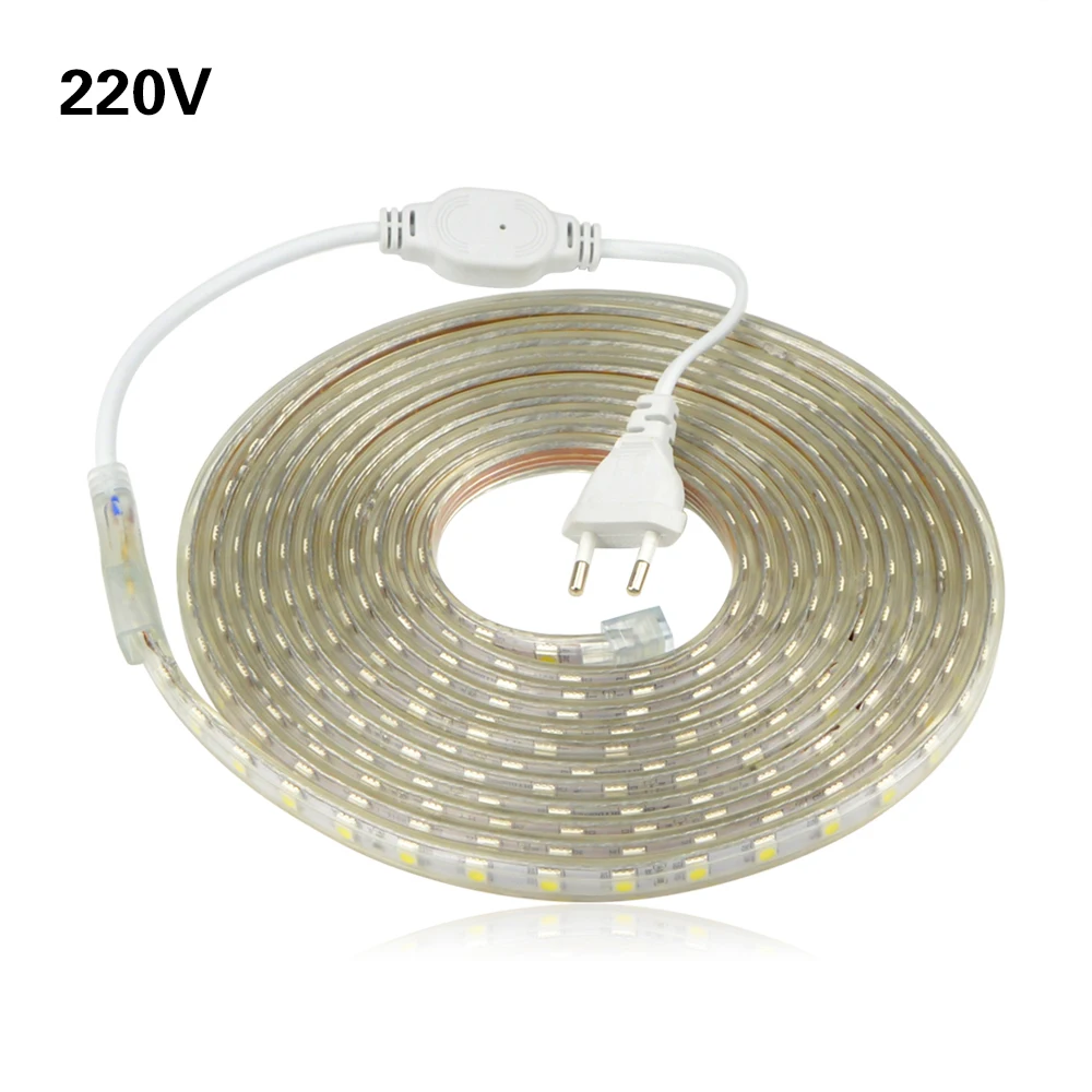 5050 220V 60LEDs/m LED Kabinet lahka, prilagodljiva lučka Trakovi iz aluminija zlitine vodo neprepustnimi kuhinja dom Dekoracija razsvetljava z EU Plug