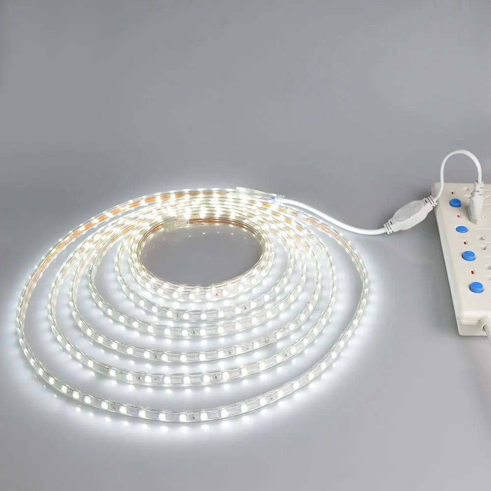 5050 220V 60LEDs/m LED Kabinet lahka, prilagodljiva lučka Trakovi iz aluminija zlitine vodo neprepustnimi kuhinja dom Dekoracija razsvetljava z EU Plug
