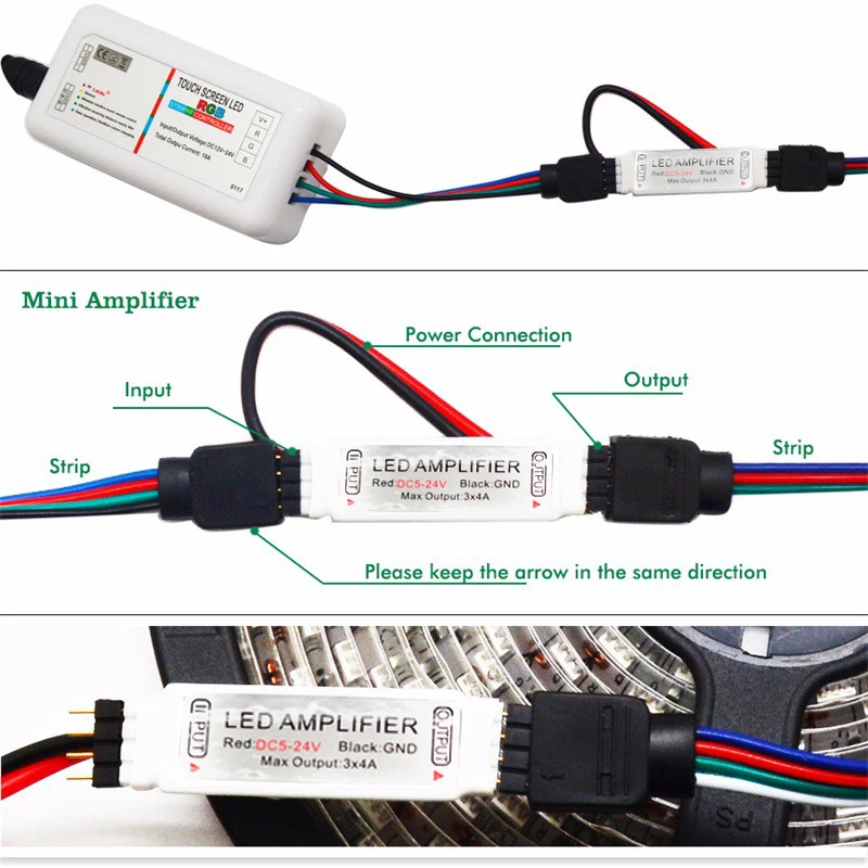 5050 RGBW/RGBWW Upogljiv LED Trak Nastavite Z 2,4 G Dotik RF Daljinski upravljalnik+12V Napajalni Adapter+Ojačevalnik 5M/10M/15M/20M