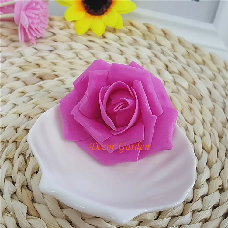 50pcs 16colors 7.5 CM Rose cvet glavo Večbarvne, ročno izdelan 5 plast PE PENE umetne vrtnice cvetovi(100 kozarcev/veliko)