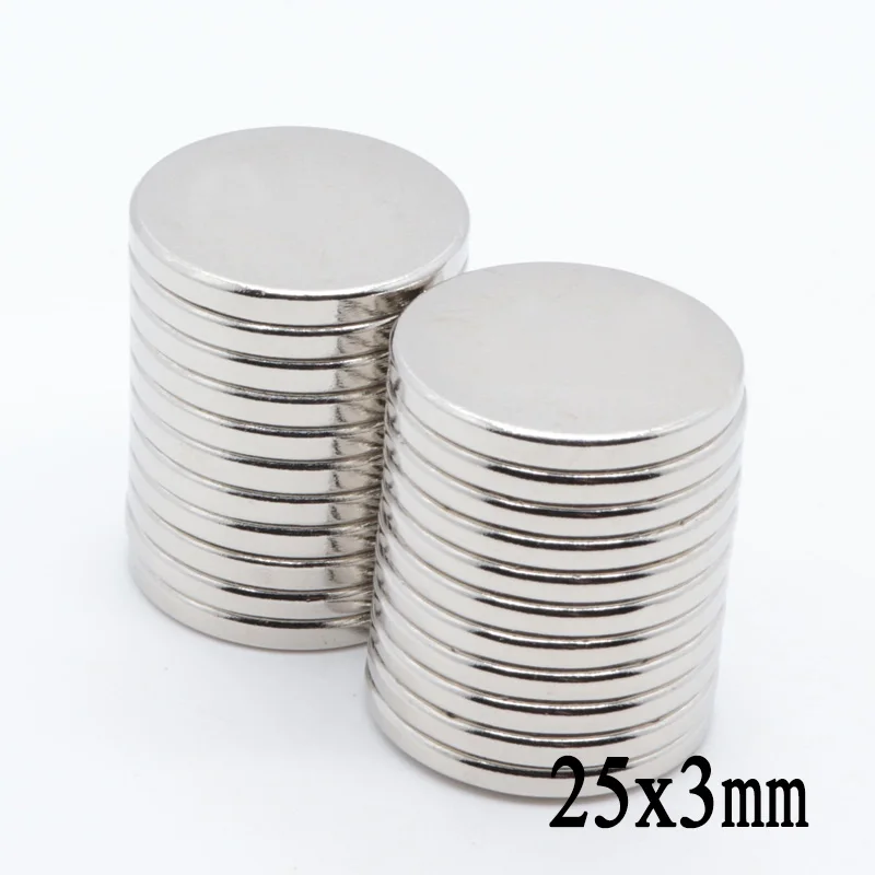 50pcs 25*3 mm N35 Super Močan Močan Disk Okrogla Magnet iz Redkih Zemelj Stalno Neodymium Magneti 25x3 mm