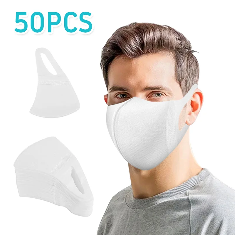 50pcs Belo Masko za Enkratno uporabo 3D Stereo netkane Tkanine Zunanji Dustproof Anti-fog Zdravje Zaščitni Pokrov, Maske