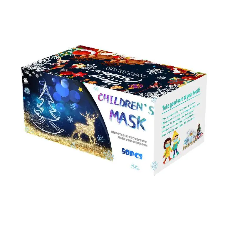50pcs/box Otrok Razpoložljivi Masko Non-woven 3 Slojni Filter za Masko Natisnjeni noč Čarovnic, Božič Otroci Baby Face Usta Maske
