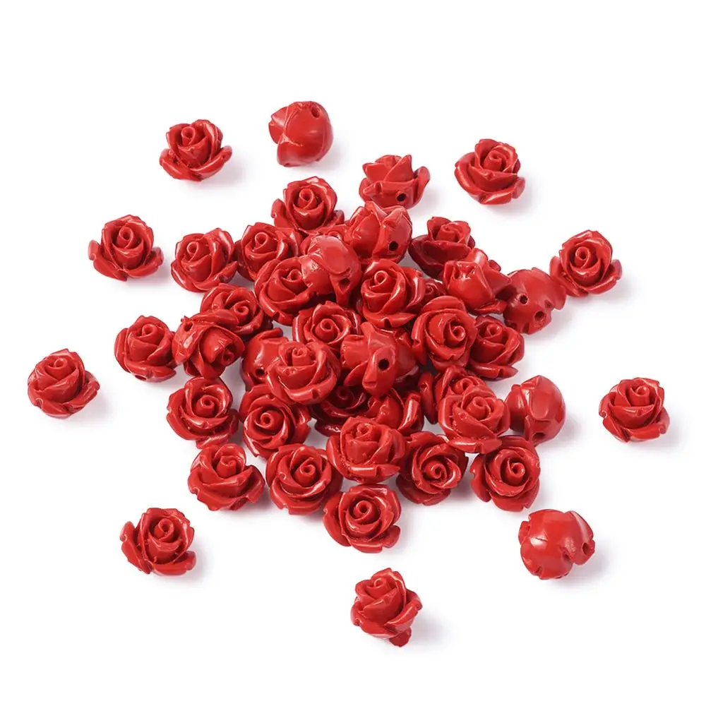 50Pcs Rdeče Rose Cinnabar Kroglice Svoboden Molitev Kroglice za Nakit, Izdelava Ogrlica, Zapestnica Dobave 10x10x8mm Luknjo: 1,5 mm