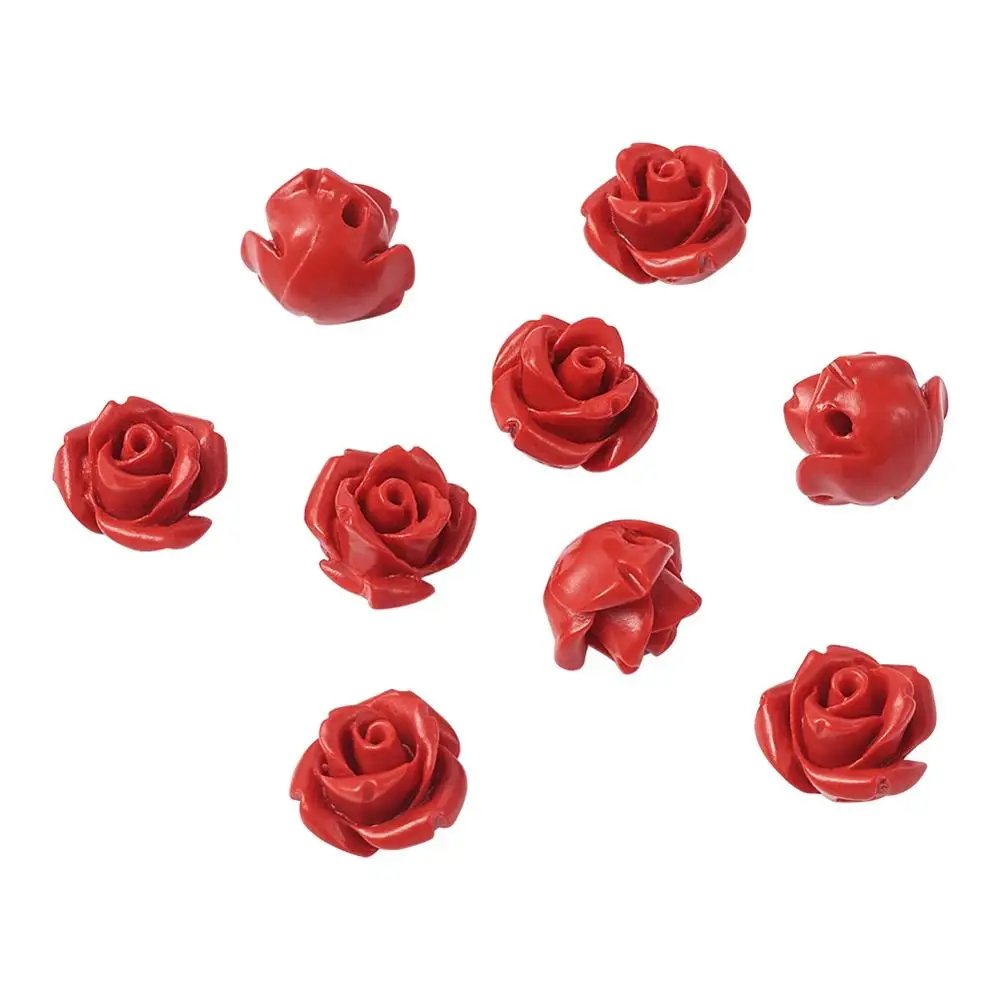 50Pcs Rdeče Rose Cinnabar Kroglice Svoboden Molitev Kroglice za Nakit, Izdelava Ogrlica, Zapestnica Dobave 10x10x8mm Luknjo: 1,5 mm