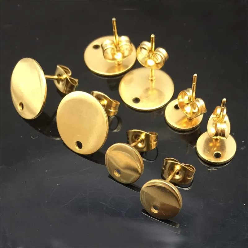 50pcs/veliko Zlato ton iz nerjavečega jekla, uhani priključek ugotovitve diy stud uhan post s obroč za nakit, izdelava
