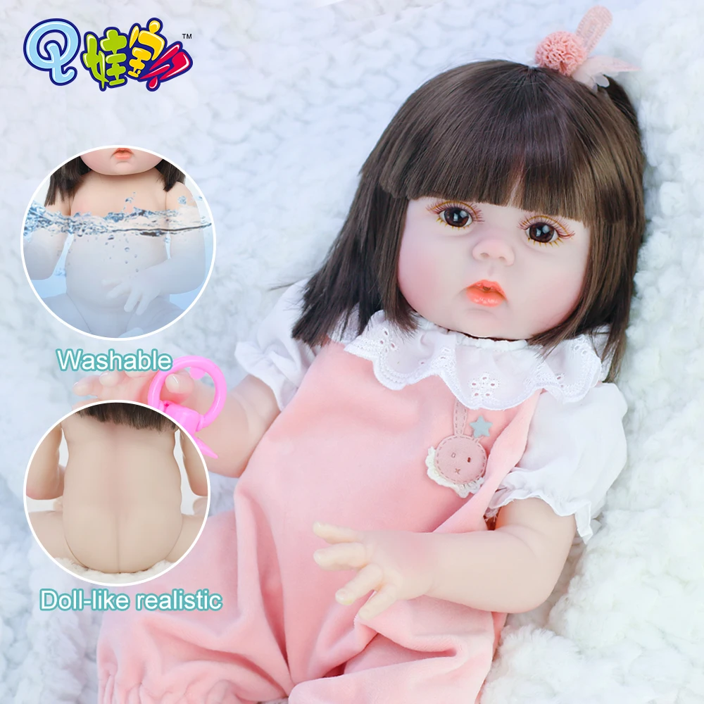 53 cm Srčkan Fant Dekle Darilo Prerojeni Baby Doll Simulacije Polno Vinil Material Bo Lulanje in pitje Vode Lutka 360° Vrtljiv Lutka