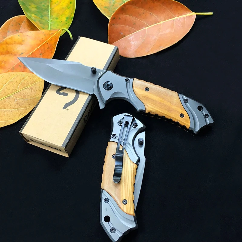 56HRC Zložljiva Noži X49 Taktično Nož Jekla, Lesa Boj proti Prenosnih Pocket Titana Noži Pripomoček za Preživetje Lov Reševanje Orodja