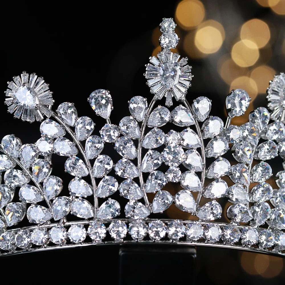 5A Kubičnih Cirkonij Sweet 16 Quinceanera Princesa Krono Cirkon Headpieces CZ Poroka Poročni Visok Tiaras Pageant Lase, Nakit