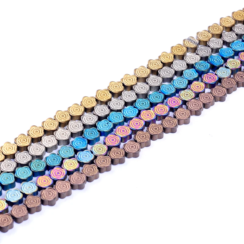 5colors 6,5 mm Naravnega Kamna Hematit Kroglice Matt Cvet Ohlapno obliko kroglice za DIY Ogrlico, Zapestnico, Nakit, Izdelava Dodatki
