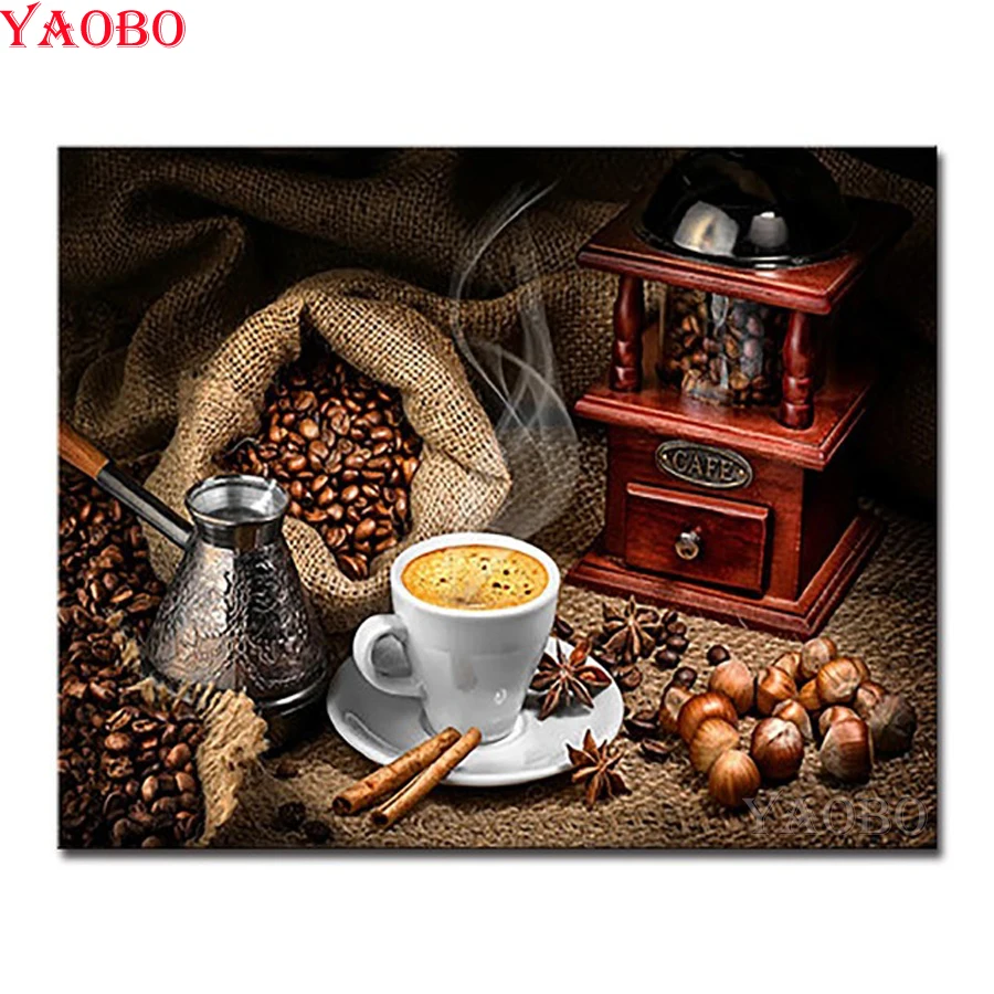 5d Diamond Slikarstvo Coffee bean DIY Barvanje Z Številkami,Polno,kvadratni Diamond Vezenje Navzkrižno Šiv,ročno Vrtanje Mozaik,art,