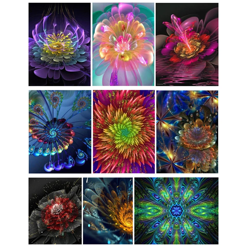 5D DIY Diamond Slikarske Barve Fluorescenčno Cvet Polno Krožni Diamond Vezenje Cvet Kompleti Slike Kristalov, JK