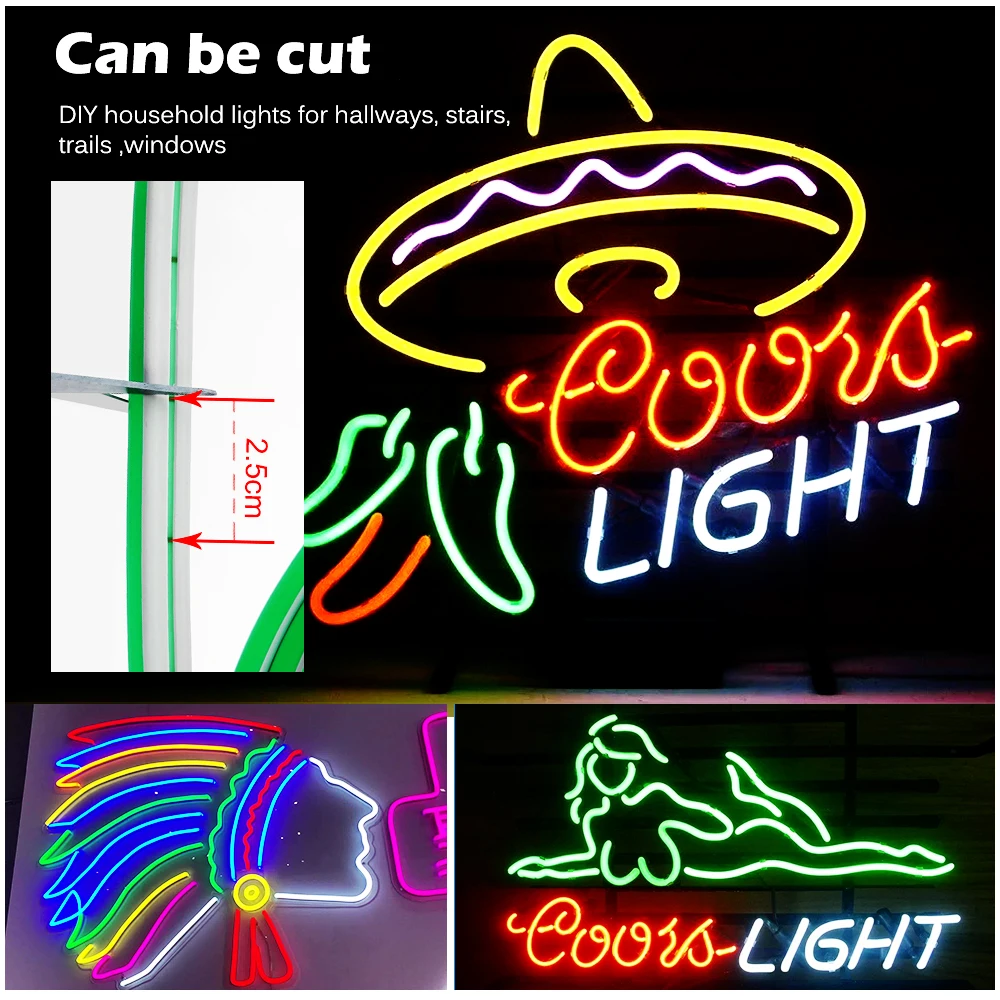 5M Neonska Luč 12V Prilagodljivo LED Trakovi, Pisane Mavrice Neon Traku Xmas Party Dekoracijo Lučka za Oglaševanje Poroka Doma Dekor