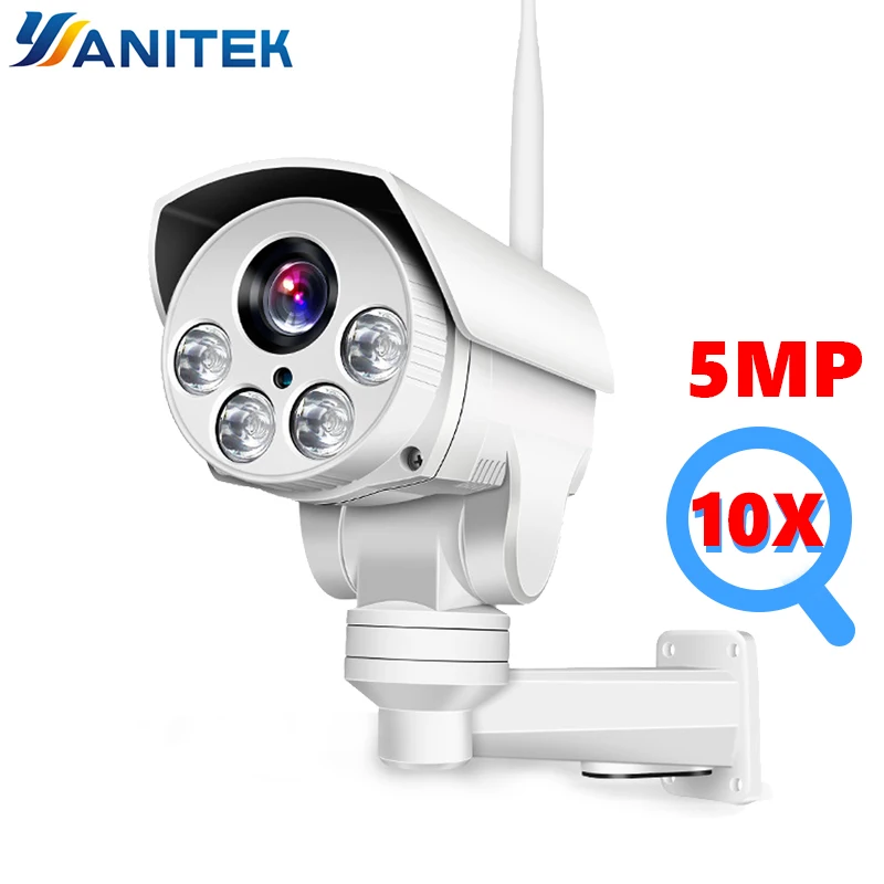 5MP 2MP, 5X 10-KRATNI Optični Zoom Wifi IP Kamera PTZ Bullet Prostem 1080P Brezžični IR Noč Onvif Avdio CCTV IP Kamera ONVIF 64GB Kartica
