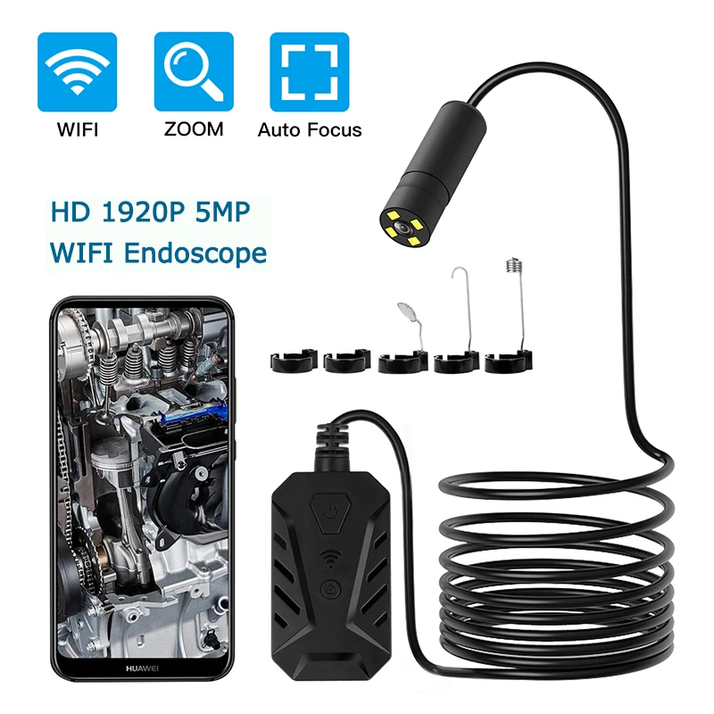 5MP Wifi Samodejno Ostrenje Endoskop Obdelavo 2594*1944 Semi-Rigid Kača-Pregledovalna Kamera IP68 Vodotesen s 2300mA Baterija za IOS/Android
