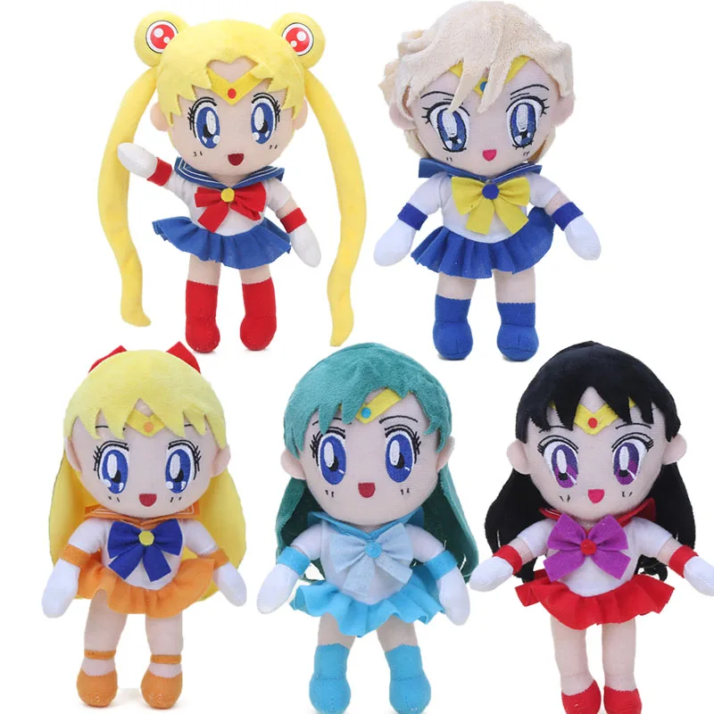 5pcs 20 cm Sailor Moon Chinbi luna Venera, Jupiter, živo Srebro, Uran Plišastih Igrač Mornar Mehko Znakov Lutke juguetes de peluche bebe