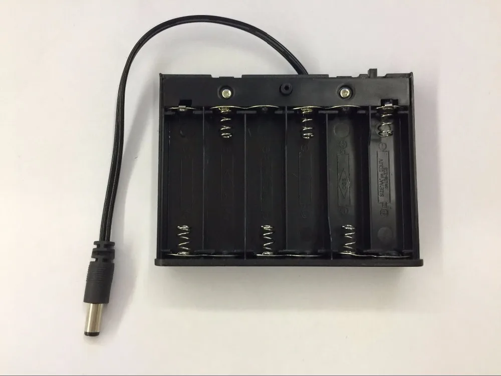 5PCS 6 x AA 9V Plastične Baterije Primeru Škatla za Shranjevanje Zaprtih Imetnik Z DC 5.5*2.1 Moč Jack Moški Vtič S pokrovom Žice Vodi