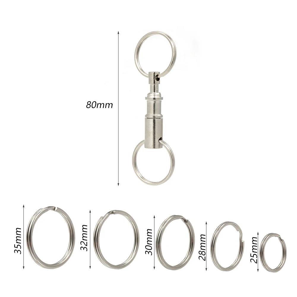 5Pcs Hitro Sprostitev Pull-Apart Key Ring Izmenljive Priročen obesek za ključe, Snemljiv Keychain Pripomoček z Dvema Split Obroči na Prostem Orodje