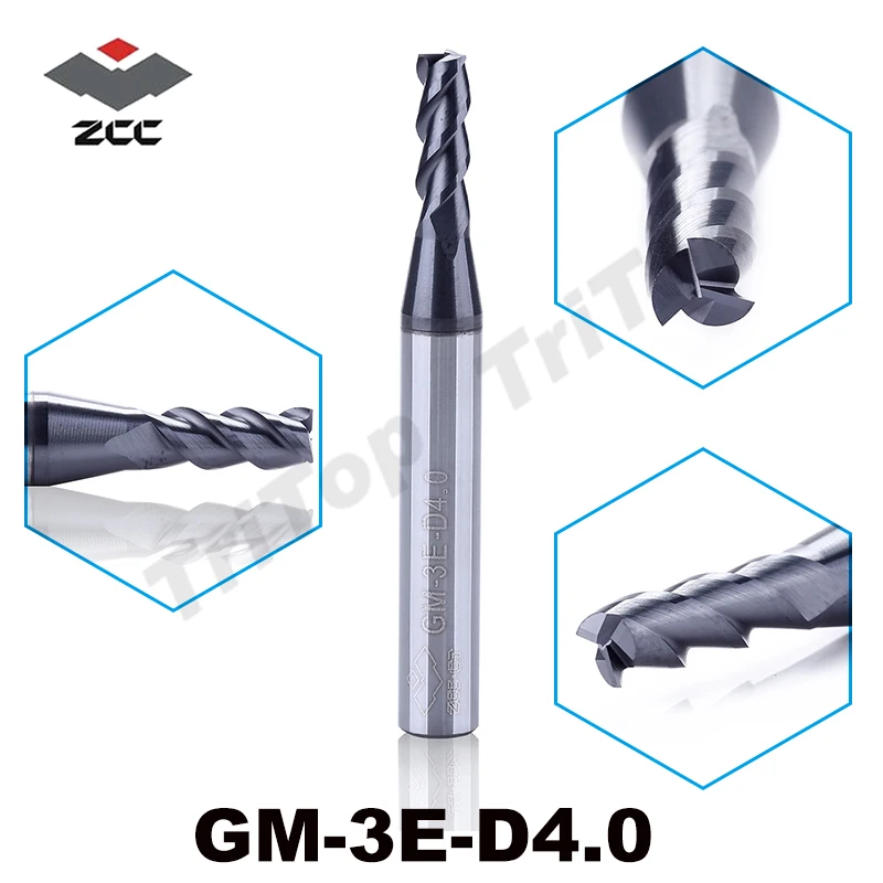 5pcs/lot 4 mm koncu mlin fresas kovinski duro cnc rezkanje orodje ZCC.CT GM-3E-D4.0 trdna Karbida 3 flavta naravnost kolenom rezkanje rezalnik