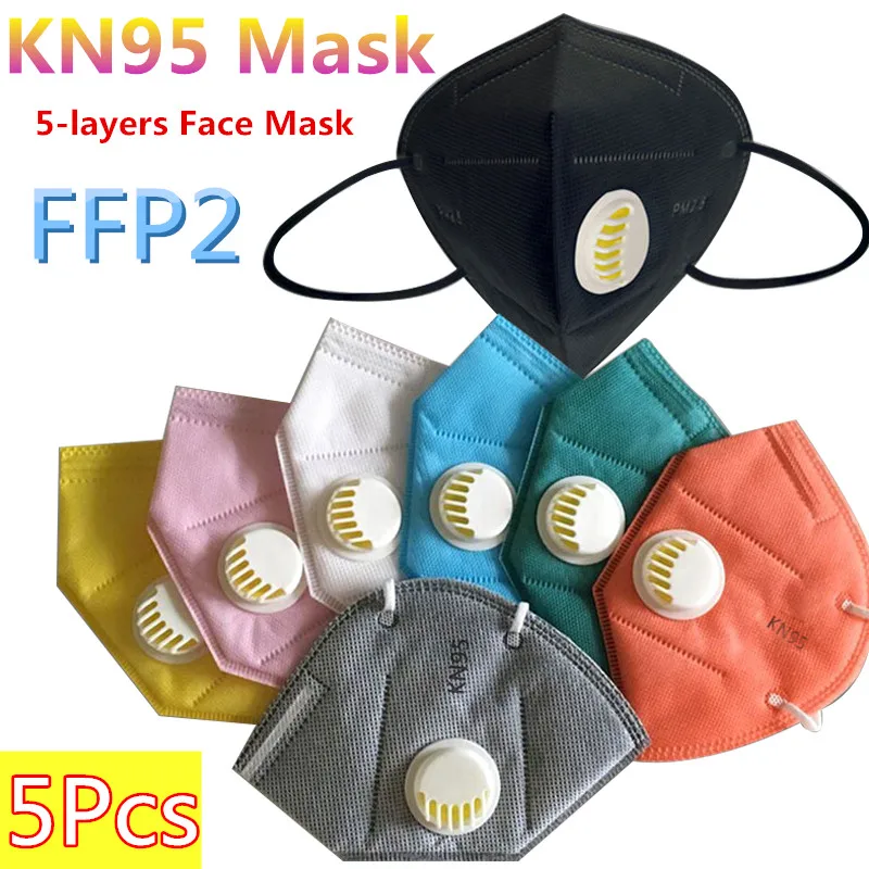 5pcs Masko KN95 Obrazne Maske 95% PM2.5 Filter 5-plasti Mascarilla Usta Maske FFP2 KN95 Anti masko za prah mascarillas maske za obraz