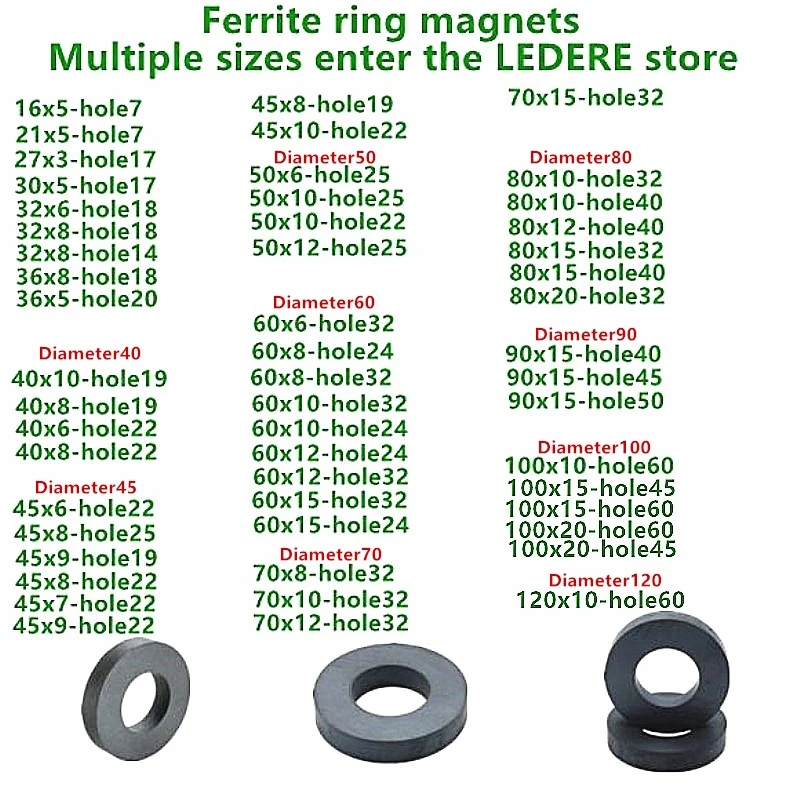 5pcs/veliko Obroč Feritnih Magnetov 60x10 mm Luknjo 32mm s trajnim magnetom 60 mm x 10 mm, Črna Krog Zvočnik keramični magnet 60*10 60-32x10