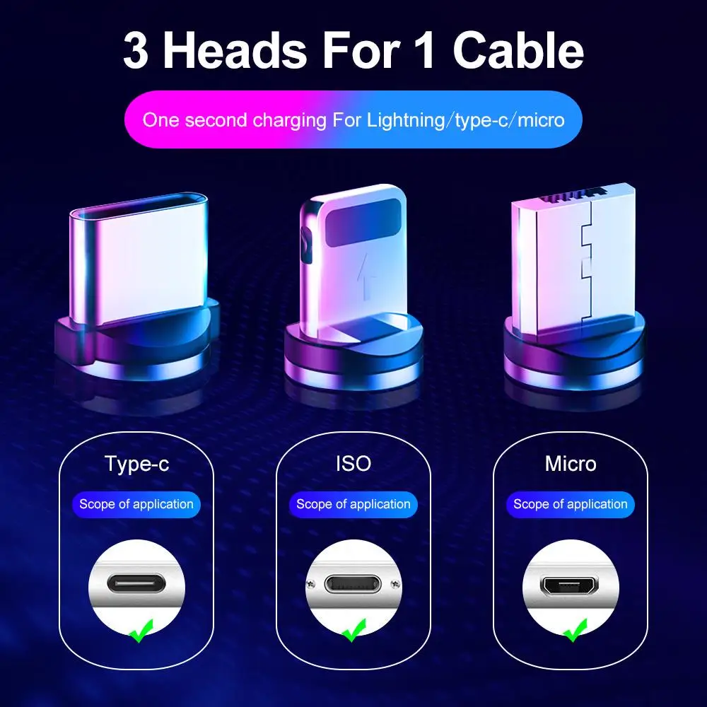 5pcs/veliko USB Magnetni napajalni Kabel za Mikro Tip-C 8 Pin Hitro Polnjenje Kabel za Iphone, Android Mobilni Telefon Kabel Žice