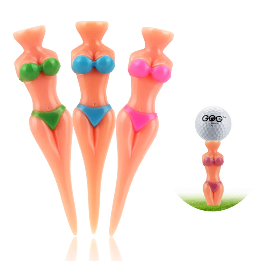 5pcs/vrečko SVR golf tees 78 mm mix barve Nove Novost Seksi Bikini Lady Šala golf Darilni golf žoga plastična tees za golfer