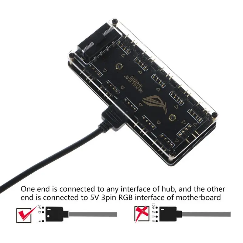 5V 3-pin RGB 10 Hub Razdelilnik SATA Power 3pin ARGB Adapter Kabel Podaljšek za GIGABYTE MSI A SUS ASRock LED