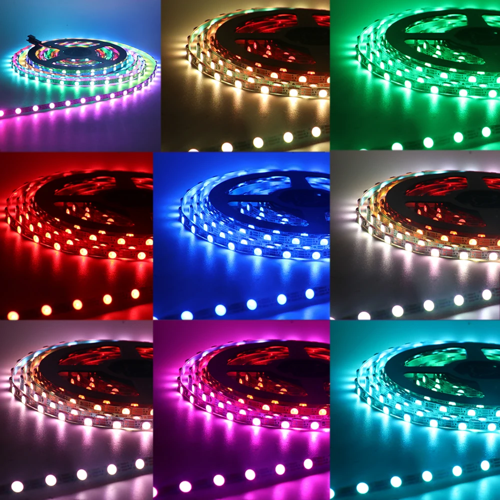 5V WS2812B Fullcolor LED Trak 30LEDs/m 60LEDs/m 5 mm 6 mm PCB S Obliko Naslovljive Pixel 5050 RGB LED Luči, 5m/veliko