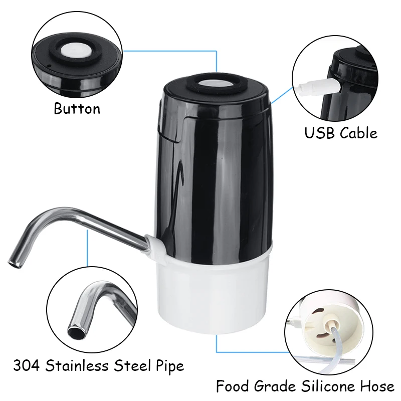 5W Električna Vodna Črpalka Razpršilnik Pitne Steklenice Stikalo za Polnjenje po vmesniku USB Prenosni Galono USB Polnjenje čistilne Naprave