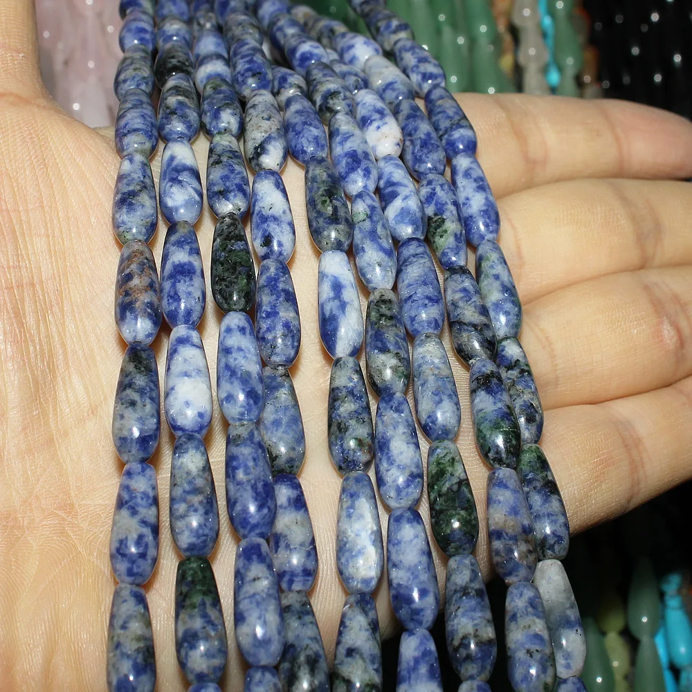 6*16mm Naravnega Kamna Kristalno aventurine Lapis Lazuli Drop-Ohlapno obliko Kroglice Beaded Nakit, Izdelava DIY Zapestnico, Ogrlico Deli