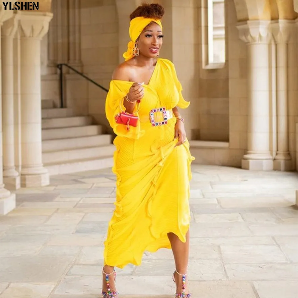 6 Barv Afriške Obleke za Ženske, Pleat v Afriki Obleko Afriška Oblačila Moda Dolgo Maxi Večer Stranka Obleko Haljo Africaine Femme