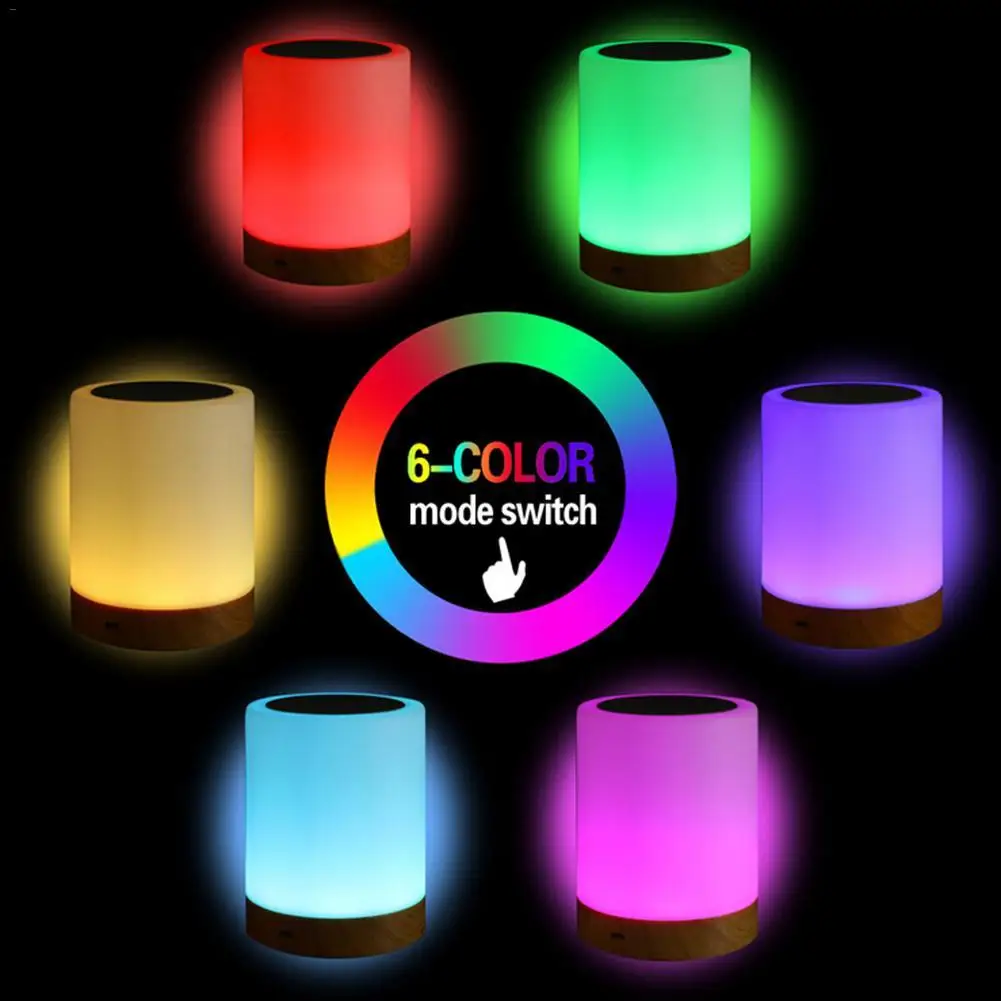 6 Barv Svetlobe-nastavljiva LED Pisane Inovativnih Zrn Rechargeble Malo Nočna Tabela Postelji Nego Lučka Dihanje Dotik