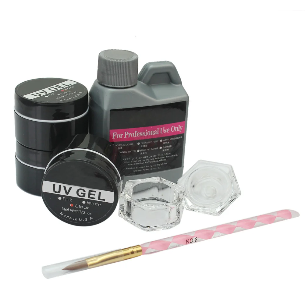 6 KOS Strokovno Nail Art Komplet orodij Set UV Gel lak Akril tekoče Dobave Orodje 3 Barve, 120 ml