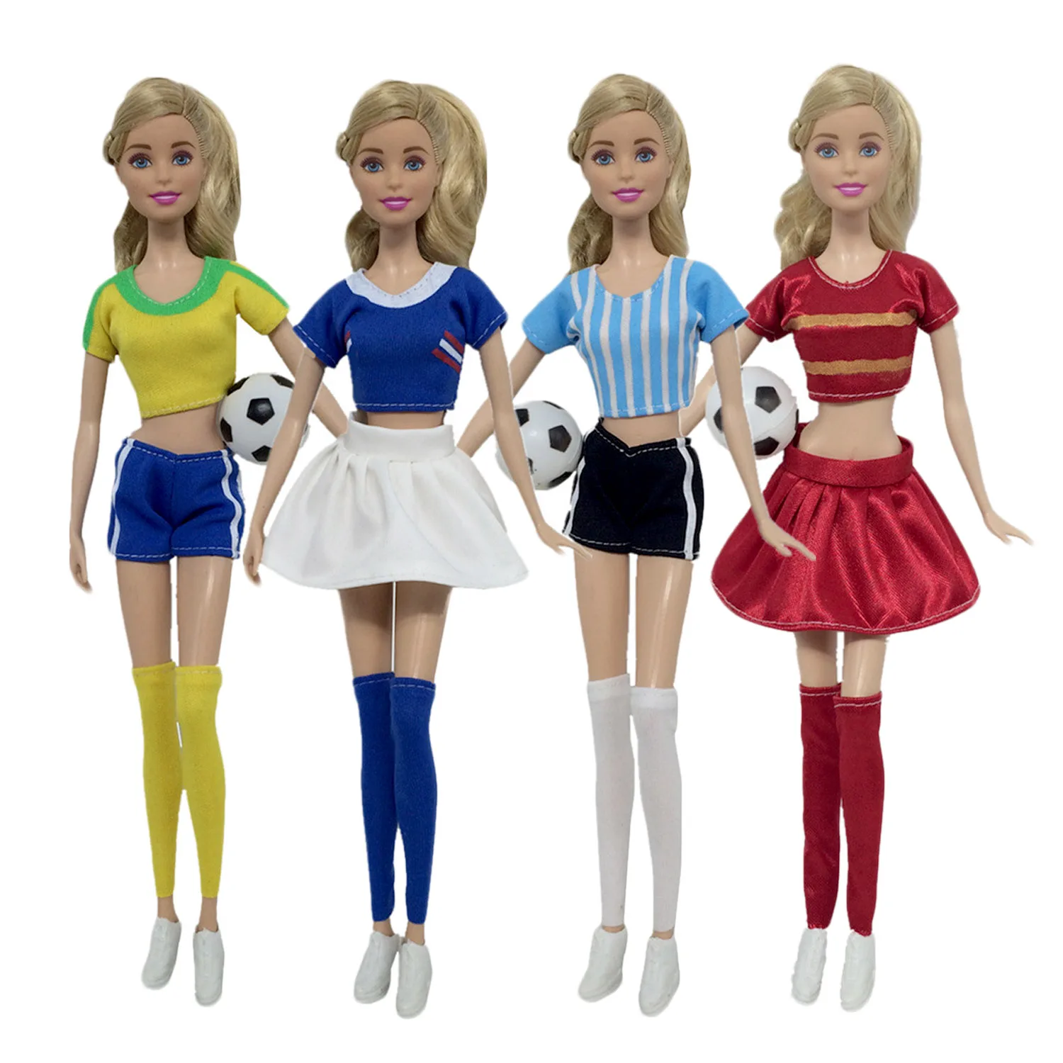 6 Sklopov Modnih Lep Ročno izdelan Priložnostne Dekle Lutka Obleko Nogomet Šport Obleke Obleko za Barbie Lutke Otroci Rojstni dan Dekleta'Gift