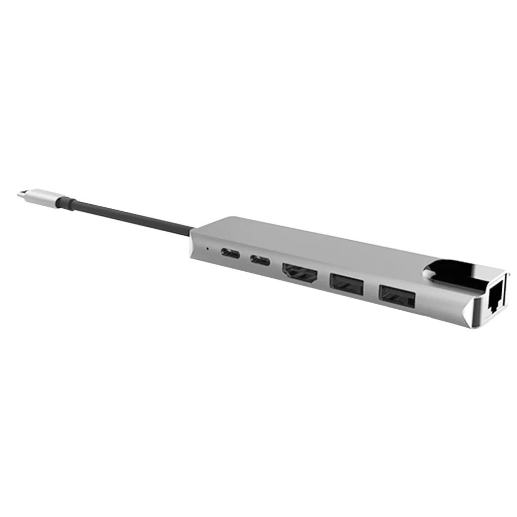6 v 1 Aluminij Zlitine USB 3.0 Vrata Tip-C Zvezdišče Usb-C HD 4K Laptop Rj45 Gigabit Ethernet Omrežja PD Hub