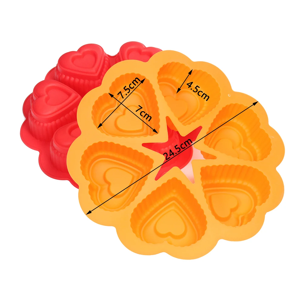 6-Votlini Silikonski Pan Torto, Srce Oblika Peko Plesni, 10palčni(Barve Naključno)