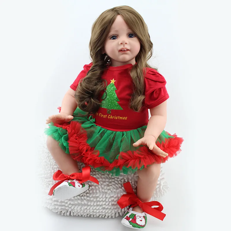 60 cm Lep Princesa Newborn Baby Doll Otroke Primerna Predstavlja 24 palca Dolgi Lasje Lepo Dekle Prerojeni Babe Lutke Otroci Igrače