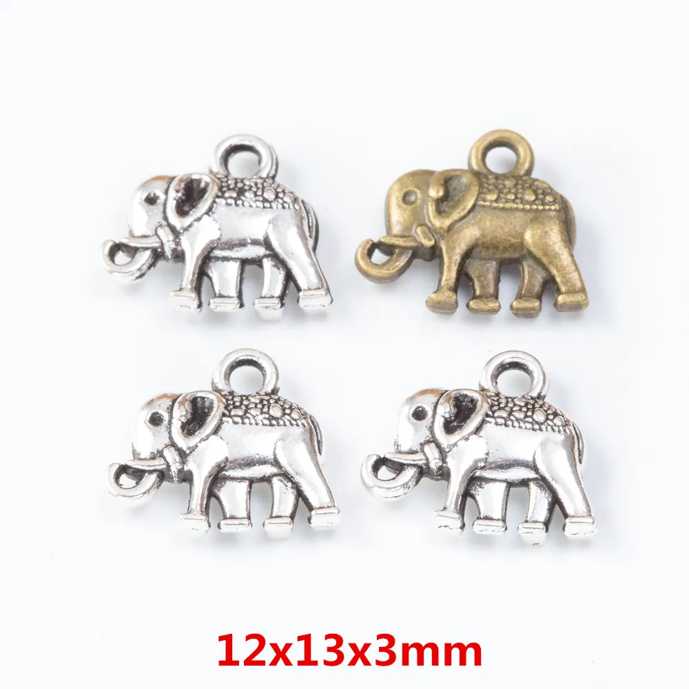 60 kosov retro kovinski cinkove zlitine slon obesek za DIY ročno izdelan nakit, ogrlico, zaradi česar 7503