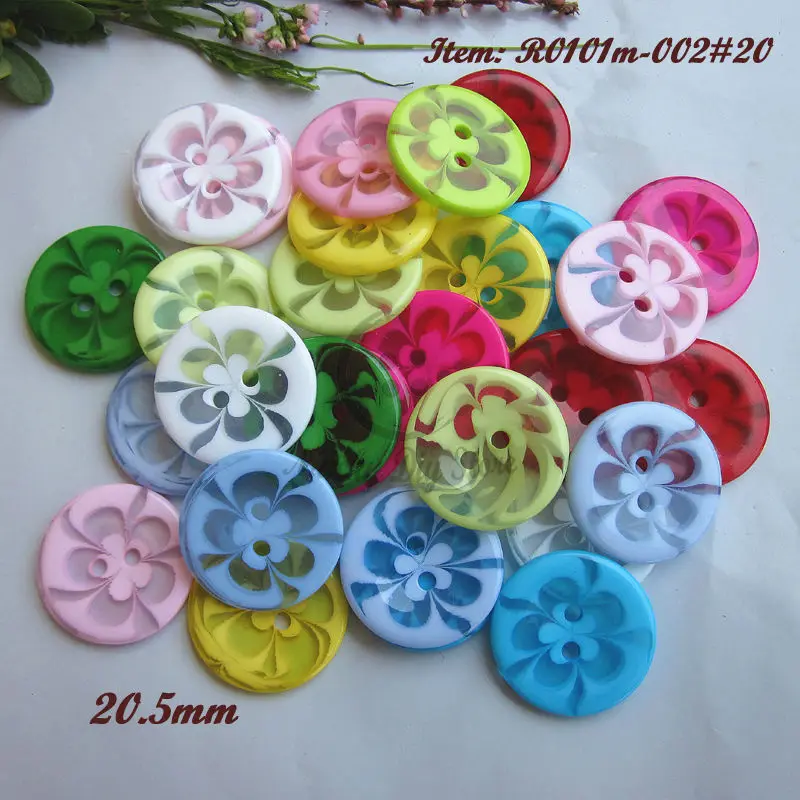 60pcs 20 mm Mix barve 2 luknje cvetlični vzorec, smole gumb otroci jopica jopico šivalni pribor 32L svoboden gumb na debelo